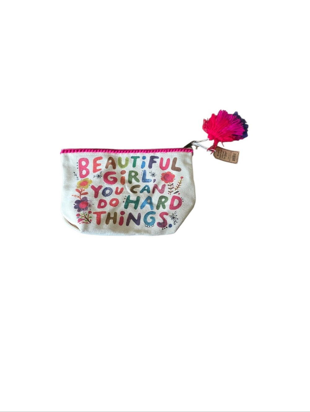 Natural life Beautiful Girl you can Do Hard Things Cosmetic Bag nwt